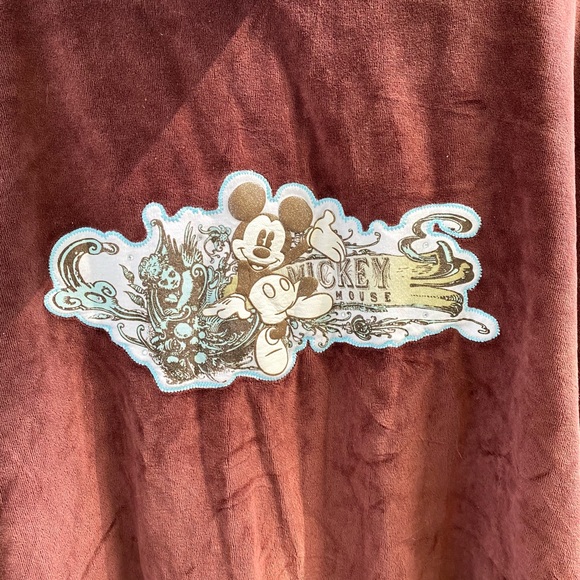 VTG Velour Mickey Mouse Womens 1928 Brown Long Sleeve  Zipper Sweater Size: 2X - Picture 6 of 8